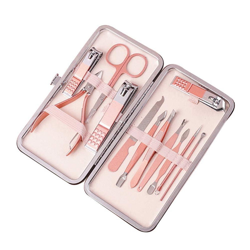 Manicure Set, Kueimovi 12Pcs Professional Stainless Steel Manicure and Pedicure Set Nail Clippers Pedicure Kit Grooming Tools for Women Style 1-12pcs Set/Rosegold - BeesActive Australia