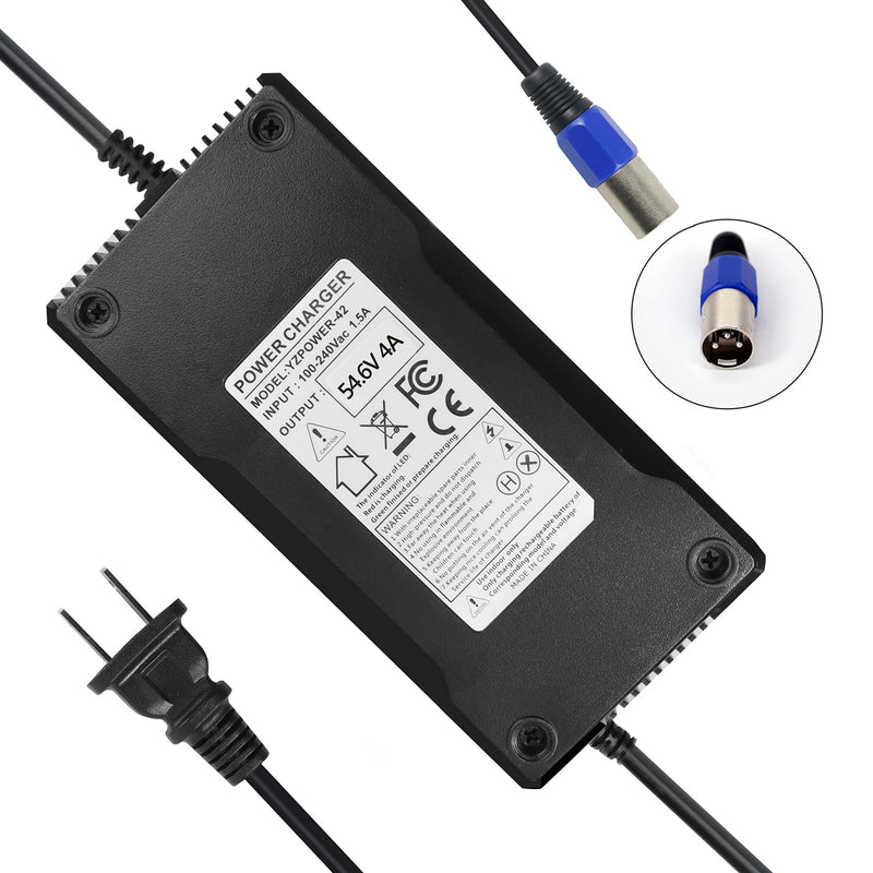 YZPOWER 54.6V 4A Power Adapter for Electric Bike Mobility Scooter 48V Lithium Battery Charger 3-Pin XLR Connector - BeesActive Australia