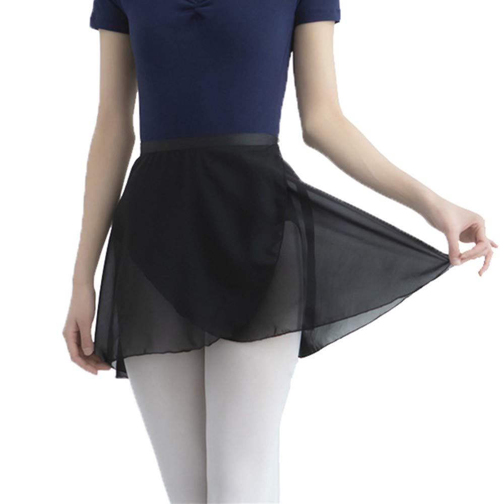 Ballet wrap Skirt Chiffon Dance Sheer Skirt for Women & Girls Black Large - BeesActive Australia