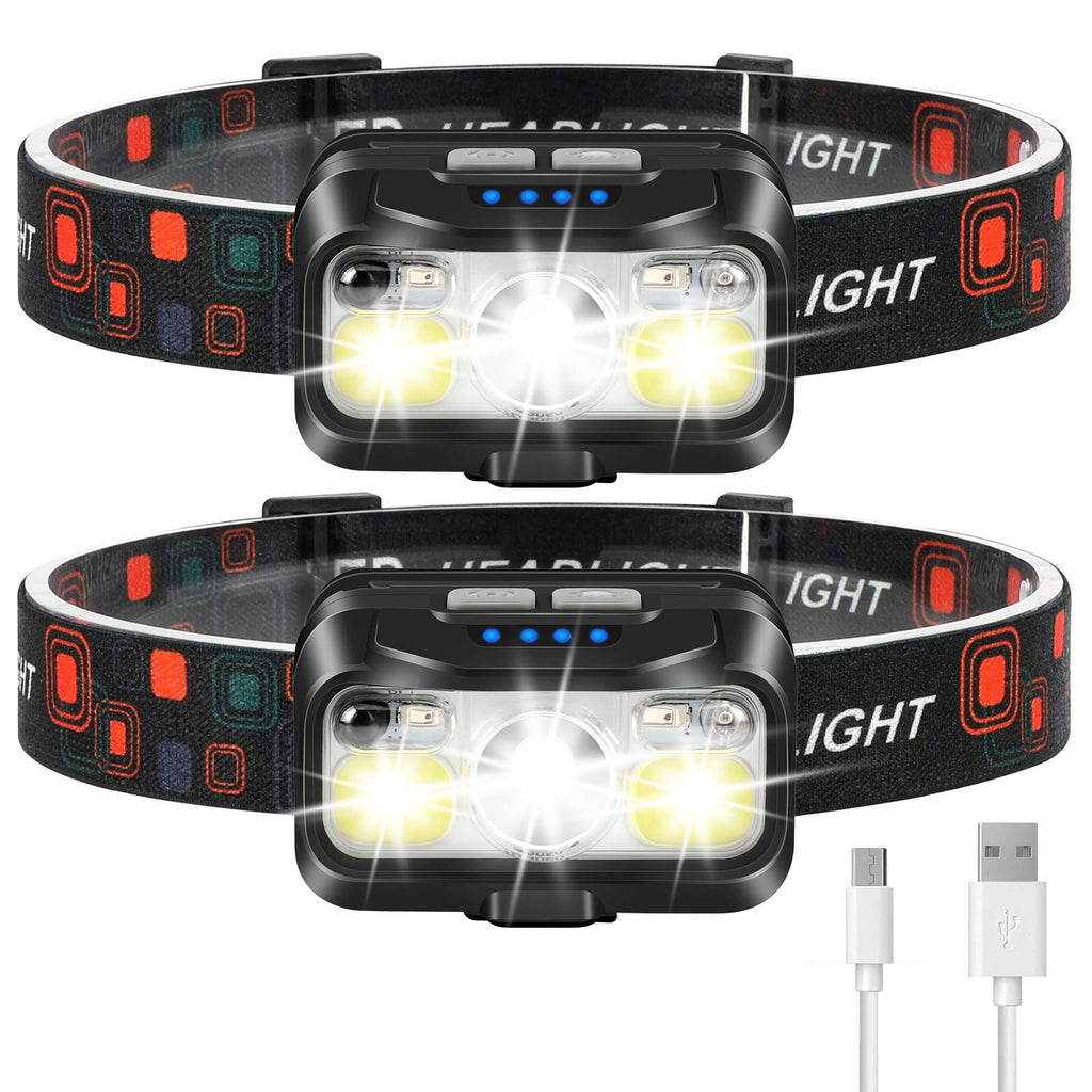 Headlamp Rechargeable, LHKNL 1100 Lumen Super Bright Motion Sensor Head Lamp flashlight, 2-PACK Waterproof LED Headlight with White Red Light, 8 Modes Head Lights for Camping Cycling Running Fishing - BeesActive Australia