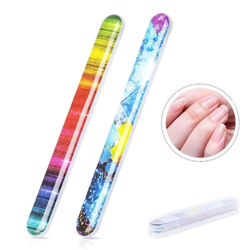 Glass Nail Shiner -2 Pieces Prenium Nano Nail Buffers Glass Nail Files Rainbow Shine Polisher for Natural Nails - BeesActive Australia