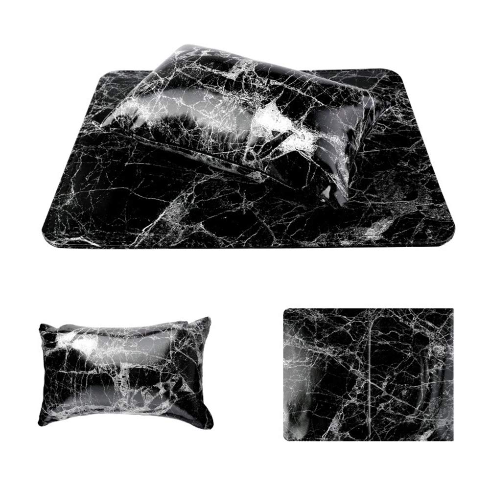 RONRONS Professional Marble Pattern PU Nail Art Hand Pillow Nail Table Mat Manicure Set Soft Hands Arm Rest Comfortable Nail Art Desk Cushion Bolster for Salon Use, Black - BeesActive Australia