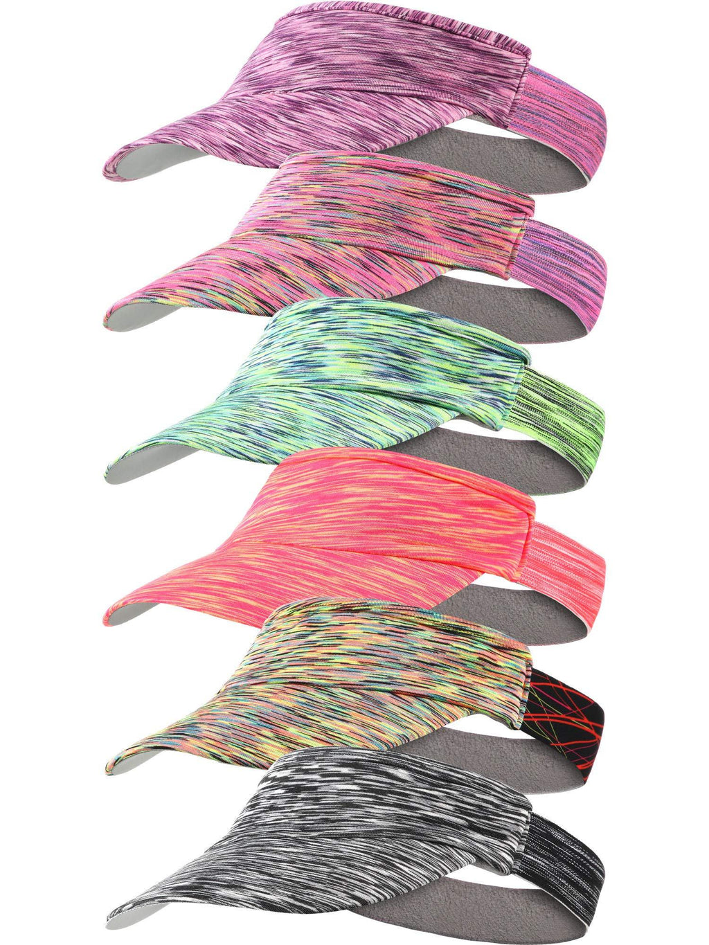 6 Pieces Sport Sun Visor Hat Athletic Visor Cap Adjustable Stretch Band Visor Hat Quick Dry Hat with Sweatband for Women Men Running Jogging Golf Tennis Cycling - BeesActive Australia