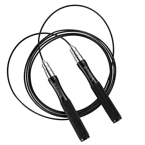 BARETTE Jump Rope Speed Smooth Jumping Rope with Ball Bearing, Adjustable Skipping Rope for Men/Women/Kids Exercise/Trainning Rope, Aluminum Grip Self-Locking, Steel Wire 10 Ft Cable Black - BeesActive Australia
