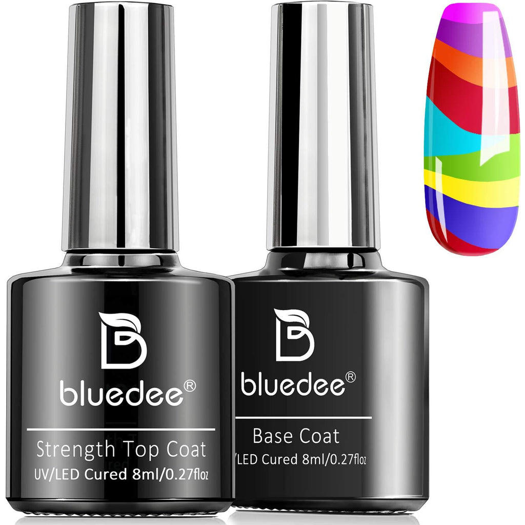 Bluedee Gel Base and Top Coat Gel Nail Polish No Wipe Top Coat High-glossy Finish Super Long Lasting and Anti-wear Soak off UV/LED Use For Home Manicure or Nail Salon - BeesActive Australia