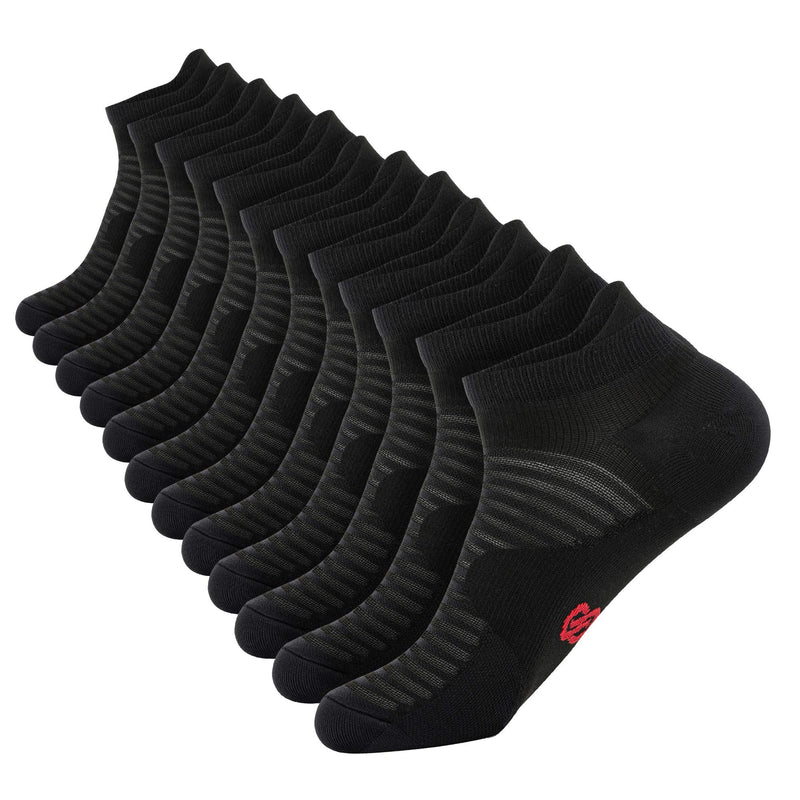 Compression Running Ankle Socks Low Cut(6 Pairs) for Men & Women Black (6 Pairs) Large-X-Large - BeesActive Australia