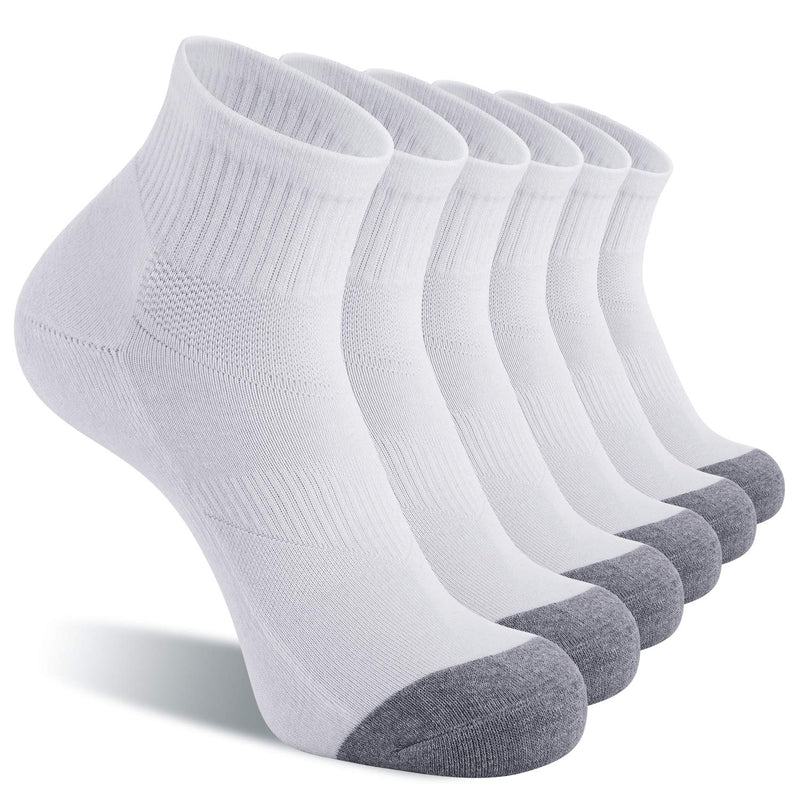 CelerSport 6 Pack Men's Ankle Socks with Cushion Athletic Running Socks White 12-15 - BeesActive Australia