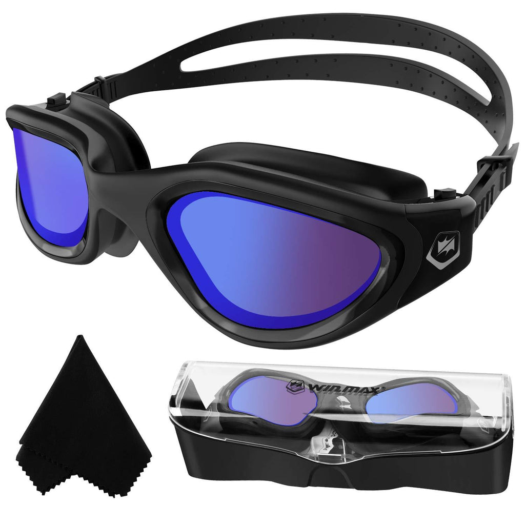 Polarized Swimming Goggles Swim Goggles Anti Fog Anti UV No Leakage Clear Vision for Men Women Adults Teenagers All Black/Blue Polarized Mirrored Lens - BeesActive Australia