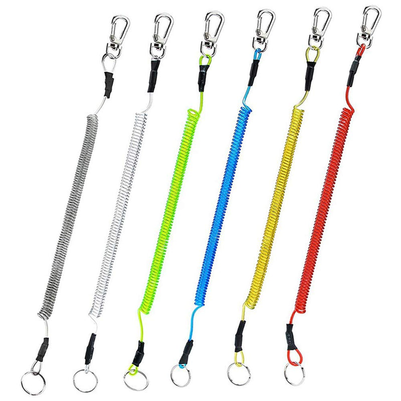 IKAAR 6pcs Fishing Lanyard Fishing Rope Retractable Coiled Tether with Carabiner for Pliers Lip Grips - BeesActive Australia