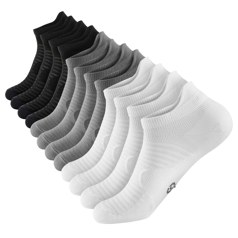 Compression Running Ankle Socks Low Cut(6 Pairs) for Men & Women Black/White/Gray (2 Pairs Per Each Color) Small-Medium - BeesActive Australia