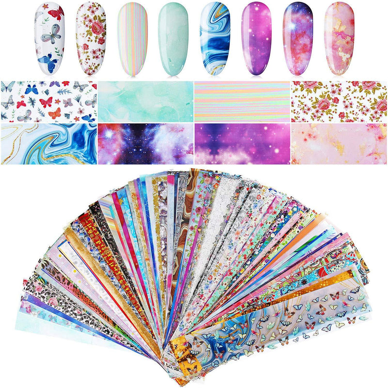 300 Sheets Nail Art Foil Transfer Sticker Set Laser Flower Nail Polish Foil Adhesive Decals Butterfly Flower Pattern Stickers for Women Girls DIY Nail Art Decoration (Classic Styles) Classic Styles - BeesActive Australia