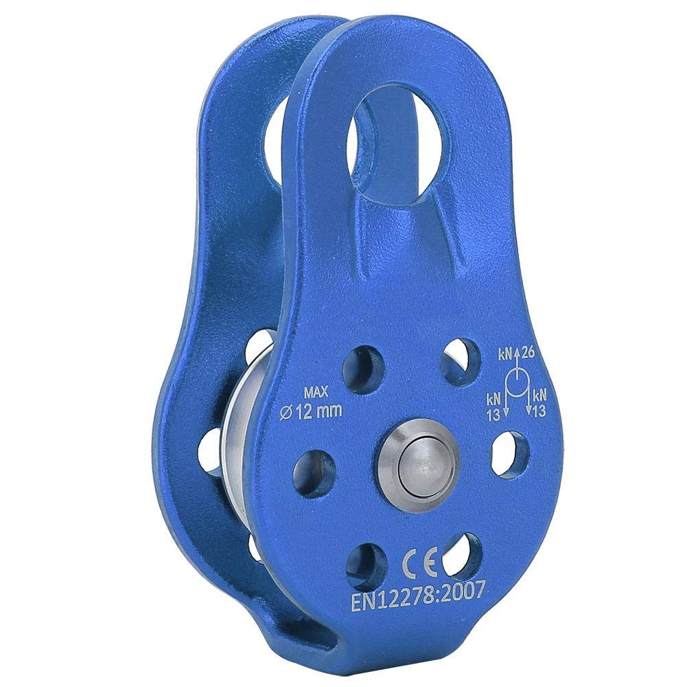 awstroe 26KN Climbing Pulley, Aluminium Alloy Micro Pulley, Heavy Duty Single Swivel Rope Pulley, Rescue Climbing Dual Pulley, for 12mm Rope(Blue) - BeesActive Australia