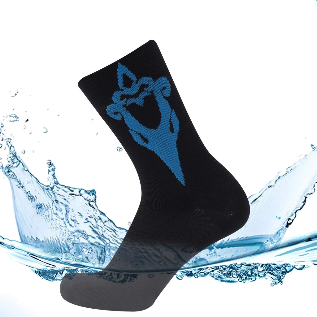 SuMade 100% Merino Wool Waterproof Socks, Men Women Breathable Hiking Cycling Wading Socks 1 Pair Black&blue Small - BeesActive Australia