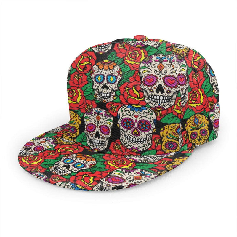 antkondnm Abstract Pattern On Occult Theme Flat Bill Brim Cap, Cool Hip Hop Trucker Hat Men Women Adjustable Baseball Caps Mexican Sugar Skulls - BeesActive Australia