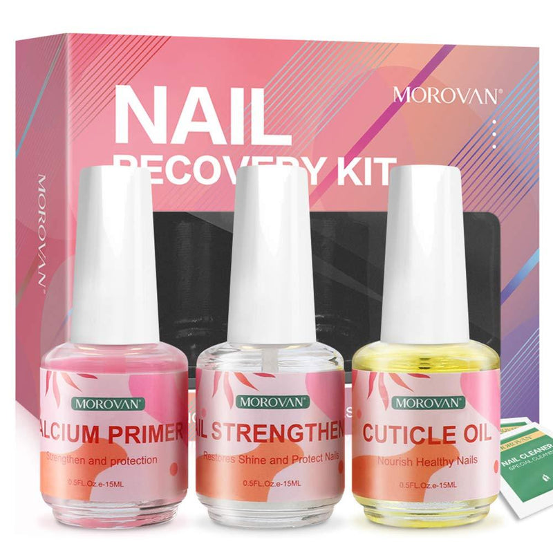 Morovan Nail Care Kit（Cuticle Oil+Nail Strengthener+Calcium Primer ）Nail Recovery Kit，Professional Effective Nail Health Care Solution Assists with Chipping Peeling Brittle Finger nails，Strengthen and protection - BeesActive Australia