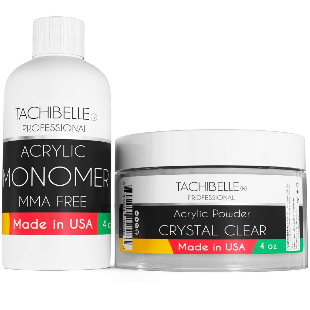 Tachibelle KIT Acrylic Powder 4 oz. and Acrylic Liquid Monomer 4 oz.for Doing Acrylic Nails, MMA free, Ultra Shine and Strong Nails Acrylic (Crystal Clear) Crystal Clear - BeesActive Australia