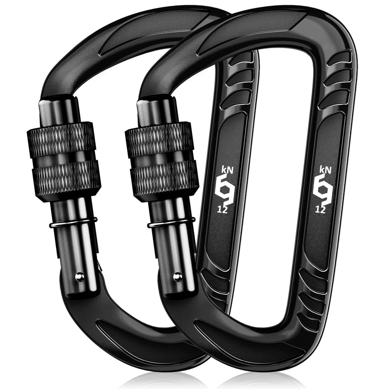 RHINO Produxs 2PCS of 12kN (2697 lbs) Heavy Duty Lightweight Locking Carabiner or Auto Locking Carabiner Clips, for Securing Pets, Outdoor, Camping, Hiking, Hammock, Dog Leash Harness, Keychains, Gym - BeesActive Australia