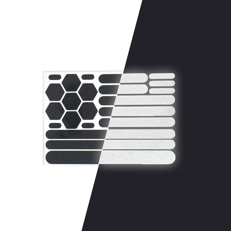 elos Black Reflective Stickers. Bright Weatherproof Retro Reflective Vinyl Decals Kit for Helmet, Bike, Backpack, Skateboard, Stroller, Scooter, Pedals, Mailbox, Shoes. Nighttime Visibility & Safety. - BeesActive Australia
