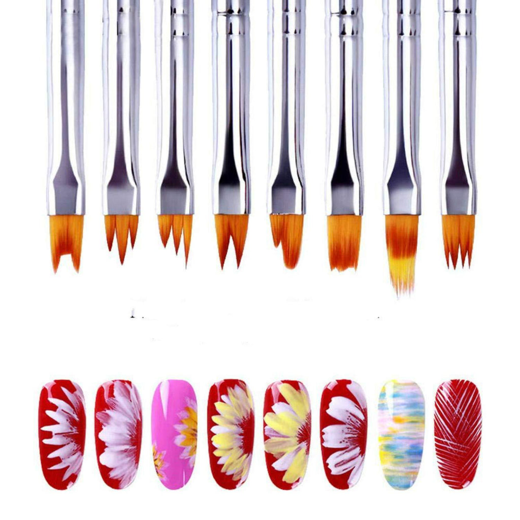 8Pcs 3D Nail Art Brush, Gradient Acrylic Painting Brush Set Poly Kit Gel DIY Flower Drawing Pen Purple Handle Manicure Nail Art Polish Brush Tool for Girls - BeesActive Australia