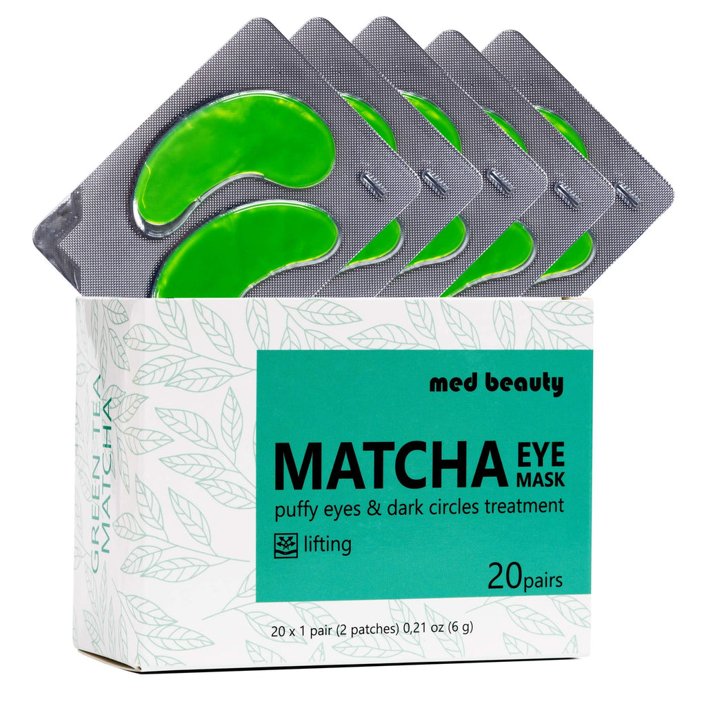 MATCHA Green Tea Under Eye Patches for Dark Circles and Puffiness Under Eye Mask for bags under eyes with lifting effect 20 pairs 40 pcs [med beauty] - BeesActive Australia