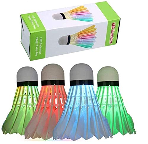 JSA LED Badminton shuttlecocks(4PCS/Box) Lighting Birdies Shuttlecock Glow in The Dark Badminton for Indoor/Outdoor - BeesActive Australia