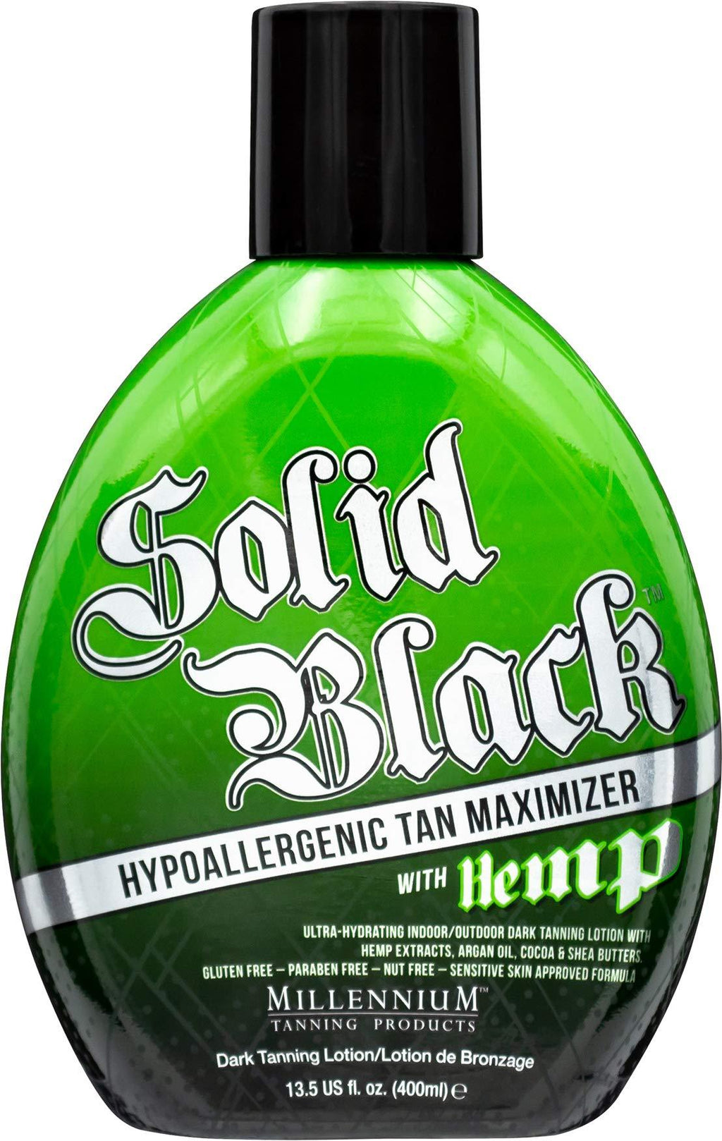 Millennium Tanning Solid Black Hypoallergenic Tan Maximizer with Hemp Indoor/Outdoor Dark Tanning Lotion 13 oz - BeesActive Australia