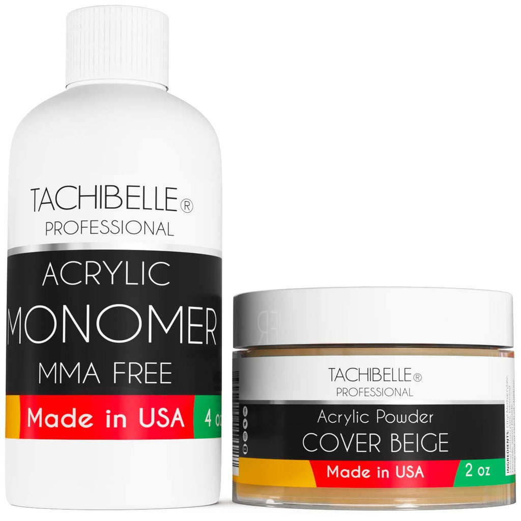 Tachibelle Acrylic Kit Powder Cover Beige 2 oz. and Acrylic Liquid Monomer 4 oz for Doing Acrylic Nails, MMA free, Ultra Shine and Strong Nails Acrylic Nail - BeesActive Australia