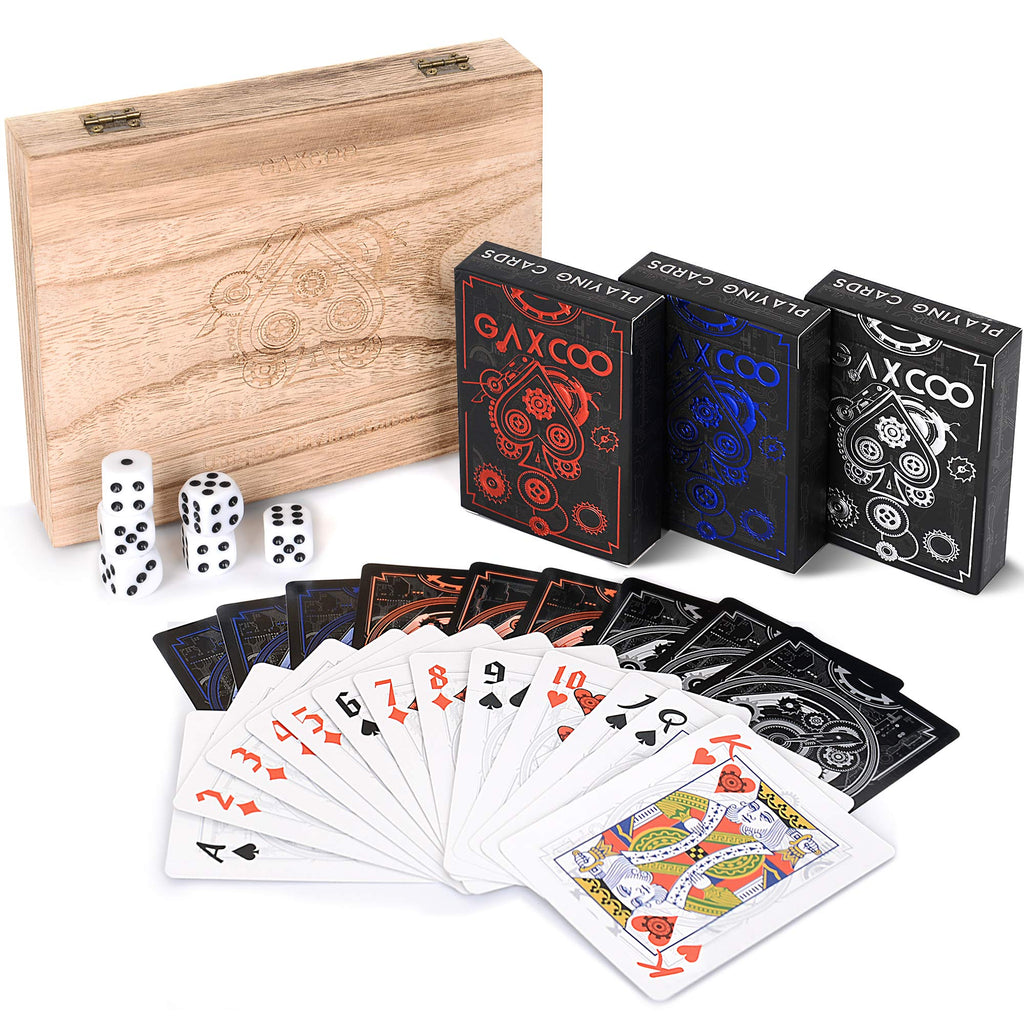 Luxury Set Playing Cards, Premium, Unique Decks, Poker, Games, Custom, Adults, Casino, Standard 3 Decks for Any Occasion Premium Wood Box Included - BeesActive Australia
