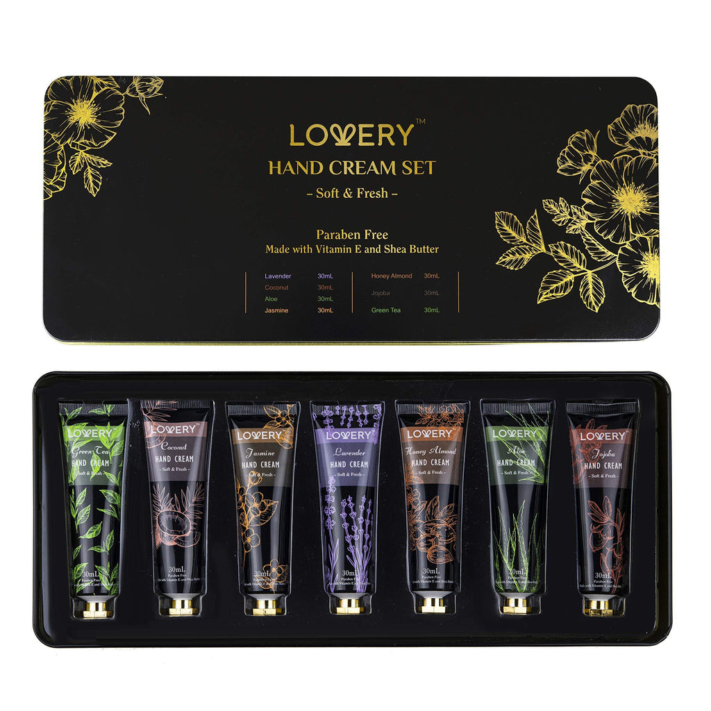 Lovery 7-Piece Hand Cream Gift Set for Men and Women, 30mL Tubes - Moisturizing Hand Lotion with Vitamin E and Shea Butter for Dry Hands - Luxury Lotion Gift Set for Christmas, Mother's Day and Holidays - BeesActive Australia
