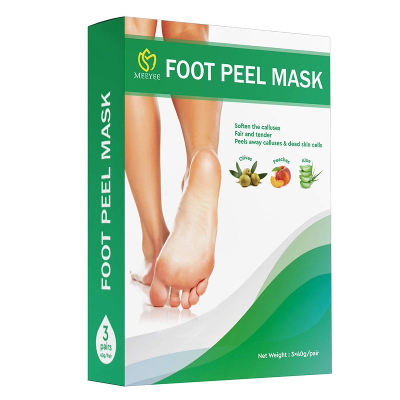 MEEYEE Foot Peel Mask (3 Pack), Remove Callus, Cracked Heels & Dead Skin, Natural Exfoliating Mask to Soften Dry Feet, with Aloe Vera & Olive Oil, Pain-Free - BeesActive Australia