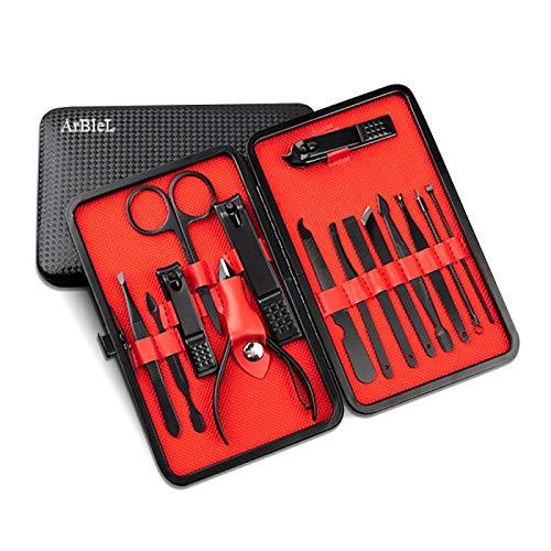 Manicure Set Nail Clippers Pedicure Kit, 15-in-1 stainless steel professional pedicure set, nail scissors beauty set, nail care tool with luxury suitcase - BeesActive Australia