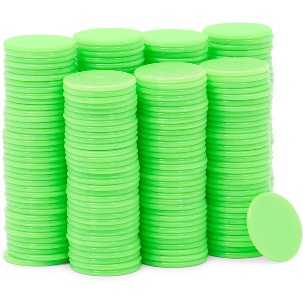 Green Plastic Counting Chips for Math, Bingo, Poker (1 In, 250 Pieces) - BeesActive Australia