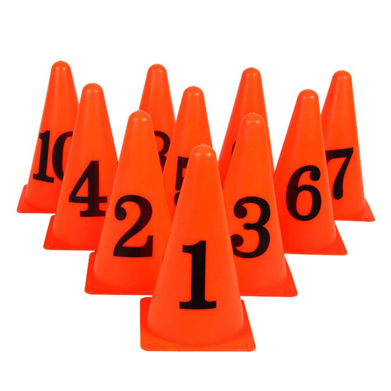BESPORTBLE 10 Pcs Football Training Cones Plastic Traffic Cones Sport Training Agility Marker Cone with Numbers for Soccer Skating Basketball Indoor Outdoor Game Orange - BeesActive Australia