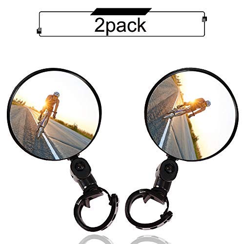 Bike mirror, 2pcs bike rear view mirrors with Wide Angle Convex Mirror, Adjustable Rotatable Handlebar for Mountain Bike, Off-Road Bike and Fixed Gear Bike Handlebars - BeesActive Australia