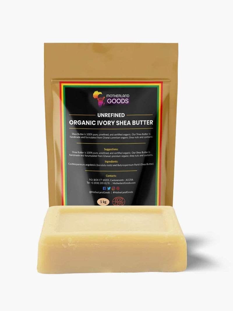 MOTHERLAND GOODS 100% Raw Ivory Shea Butter (8Oz Bar) Premium White Body Butter - BeesActive Australia