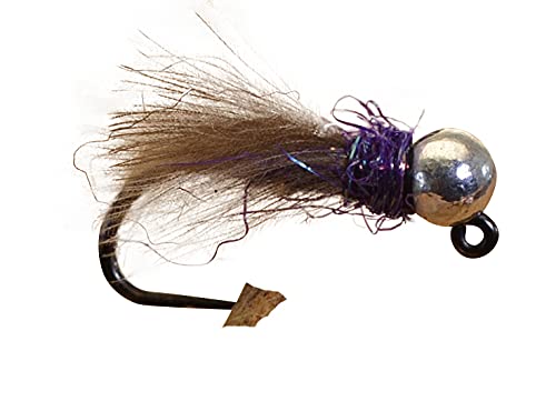 Tungsten Purple Hot Spot Jig Head Fly Euro Nymph Tied on Hanak Hooks - 6ct Packs Hook #12 - BeesActive Australia