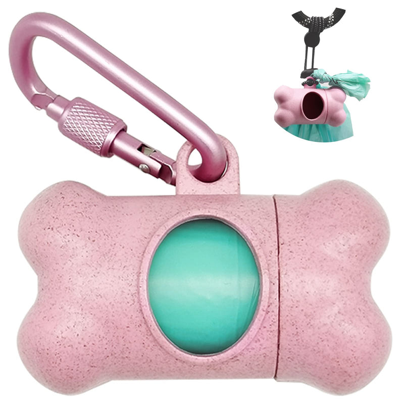 Dog Poop Pickup Bags Holder Dispenser with 1 Roll Random Color Leak-proof Scented Doggy Waste Bags and Carabiner with Safety Lock Plus Hook and Loop Fastener Never Loose on Leash Lead Again (Pink) Pink 1 Count (Pack of 1) - BeesActive Australia