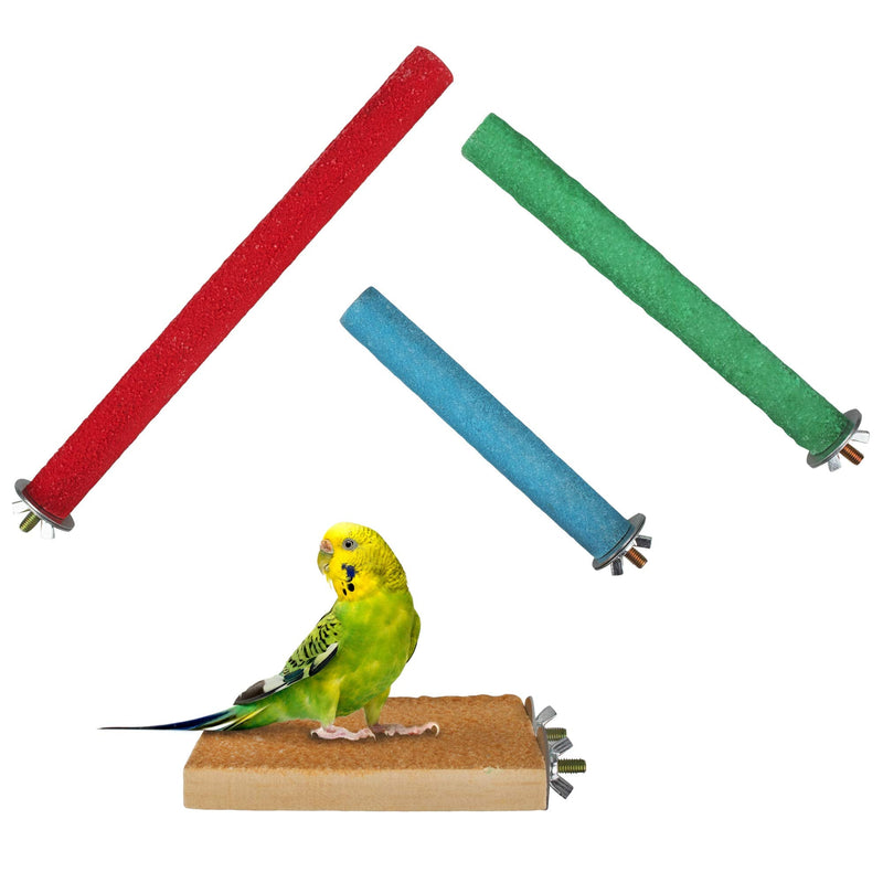 Parrot Bird Perch Stand Natural Wood Platform Bird Nail Trimmer Perch Paw Grinding Stick for Parakeet Cockatiels Lovebirds Bird Cage Accessories Random Color - BeesActive Australia