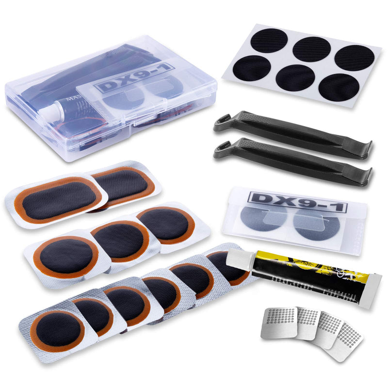 Maifede Bike Inner Tire Patch Repair Kit - with 11 PCS Vulcanizing Patches, 6 PCS Pre Glued Patchs, Portable Storage Box, Metal Rasp and Lever - Also for Motorcycle, BMX and Inflatable Rubber. - BeesActive Australia