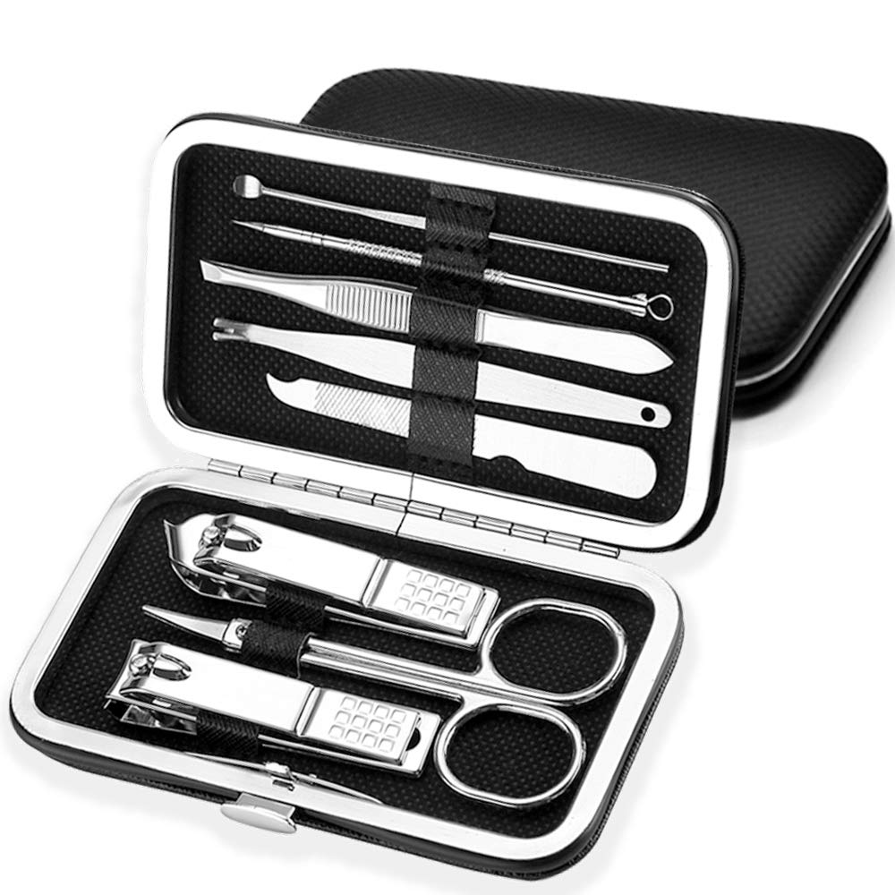 8 PCS Premium Manicure Set, Nail Clippers Set, Pedicure Kit, Stainless Steel Nail Tools with Beautiful Travel Case for Women & Men 2021 Upgraded Version, By AULLUA - BeesActive Australia