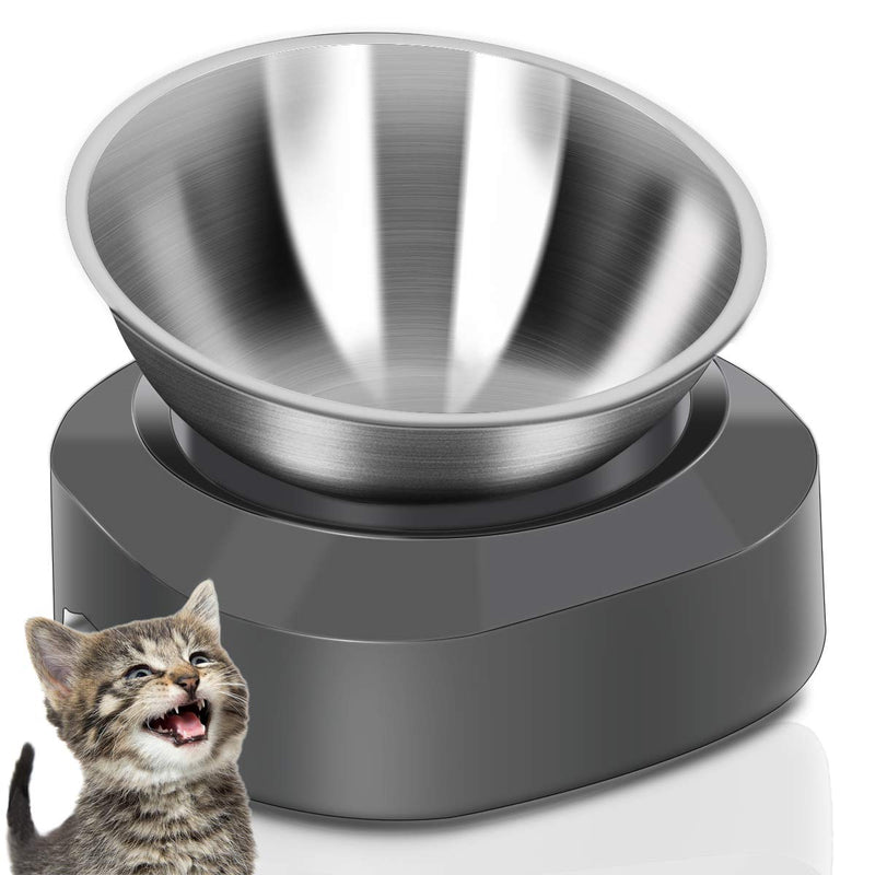 AYADA Raised Cat Food Bowl, Stainless Steel Cat Dish for Food Water Anti Vomiting Elevated with Stand Ergonomic Lifted Slanted Tilted 15 Angle Metal Single Kitty Kitten Wet Food Bowl Pet Bowl - BeesActive Australia