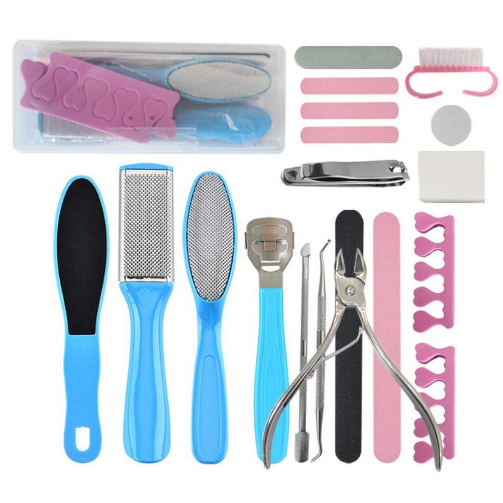 20PK Professional Pedicure Care kit with Travel Case Stainless Steel Manicure Set Pedicure Rasp Foot File Cutter Care Set Cuticle Trimmer Tool Clean Feet Dead Skin Tool Set for Fingernails and Toenail - BeesActive Australia