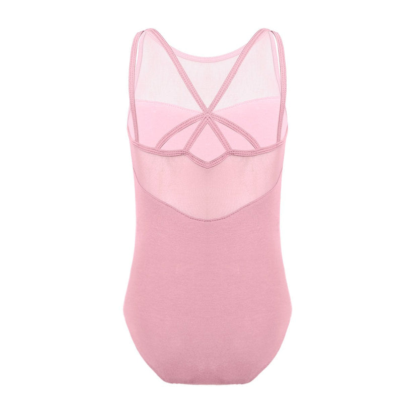Yartina Kids Girls Ballet Dance Gymnastics Leotard Sleeveless Splice Criss-cross Back Jumpsuit Unitard Dancing Workout Pink 10-12 - BeesActive Australia