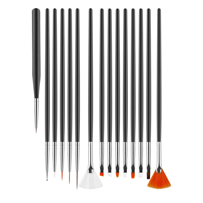 Nail Art Liner Brushes set, Black Professional Nail Art Brush Set for Professionals and Both Beginner(15Pcs) - BeesActive Australia