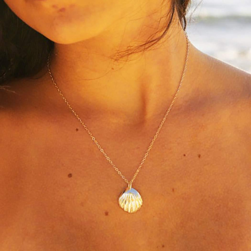 Abien Boho Shell Pendant Necklaces Gold Short Summer Beach Necklace Chain Jewelry for Women and Girls - BeesActive Australia