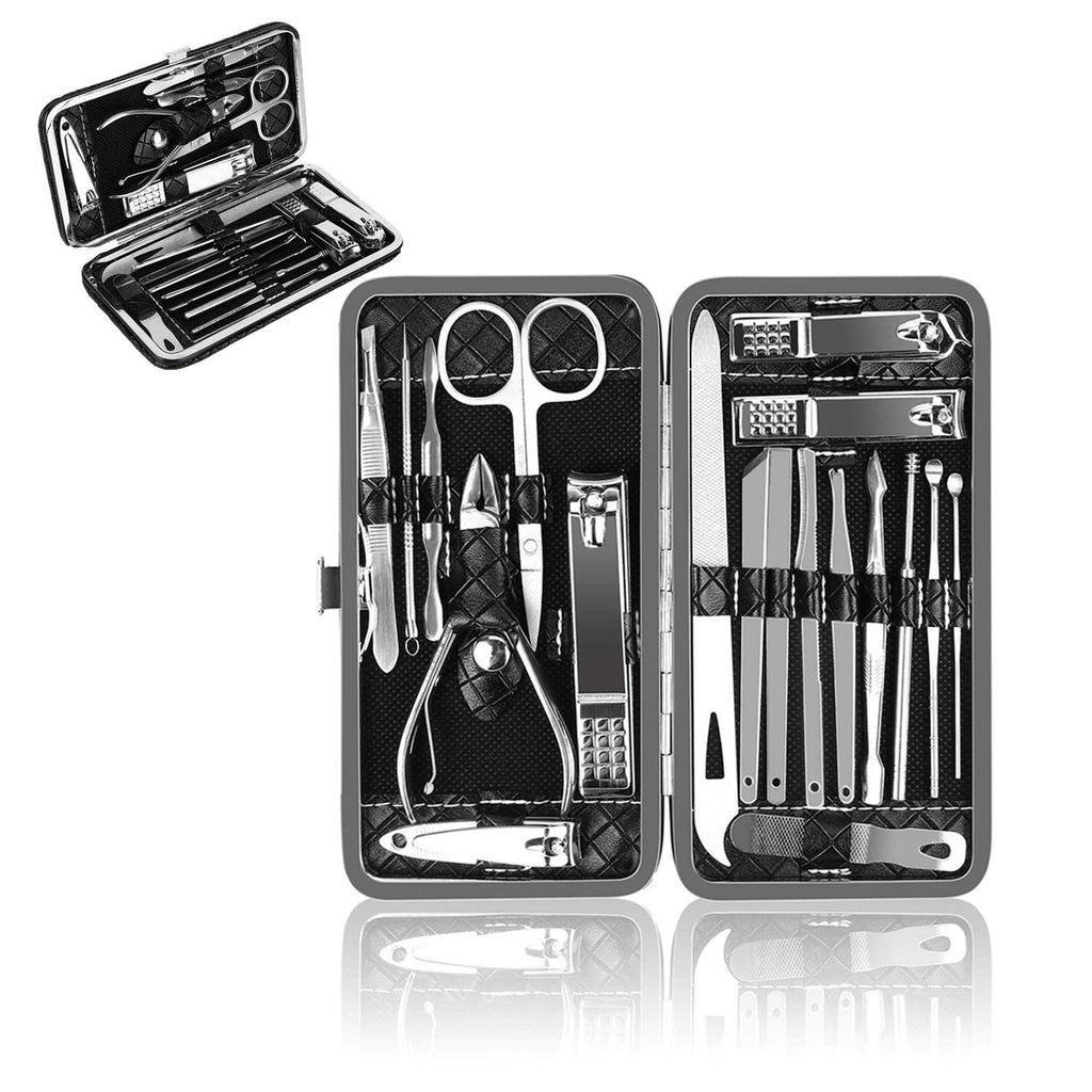 Manicure Set, MUIIGOOD 19 pcs Pedicure Kit Nail Clippers Tool Nail Care Professional Travel Grooming Kit Tools Gift Stainless Steel with Luxurious PU leather case For Women Men Friends Parents - BeesActive Australia