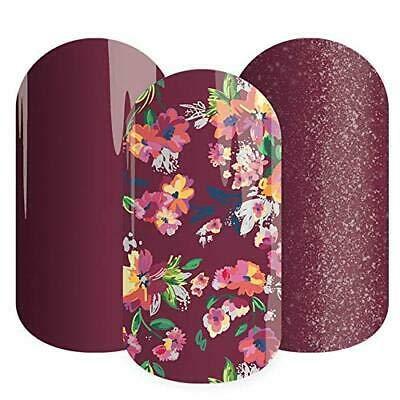 Sangria Blooms (Sparkle) | Jamberry Lacquer Strips | Quick & Easy Nail Decal Design - BeesActive Australia