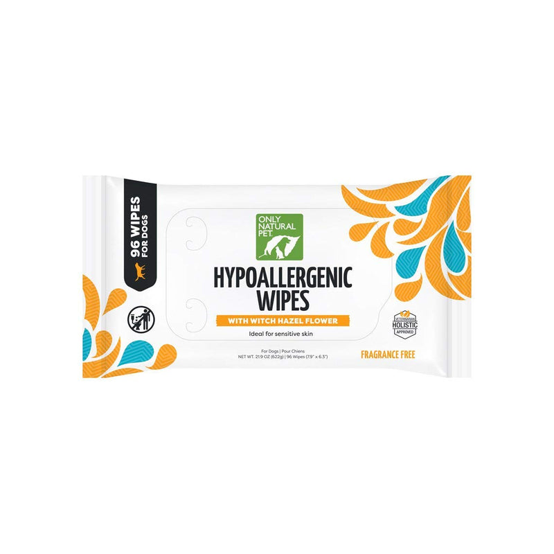 Only Natural Pet Hypoallergenic Sensitive Skin Wipes for Dogs - Formulated with Organic Witch Hazel Flower, Deodorizing and Grooming Wipes for Dogs - Fragrance Free, 96 Count - BeesActive Australia