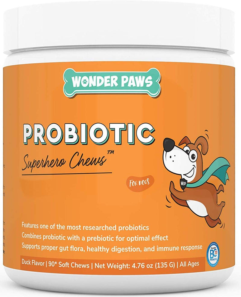 Wonder Paws Probiotics for Dogs – Daily Probiotic Supports Gut Health, Digestion, Gas, Bloating, Constipation, Stomach Relief & Immune Support - With Natural Probiotic & Prebiotic – 90 Probiotic Chews - BeesActive Australia