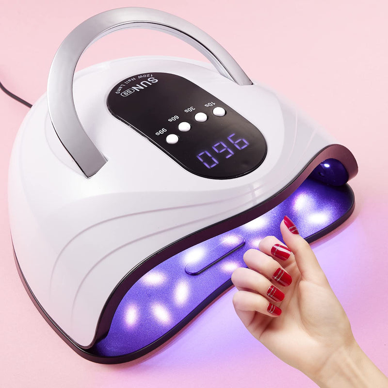 Nail Dryer for Regular Polish, 120W Led UV Lamp for Nails Professional Curing Gel Nail Light Machine, Automatic Sensor 4 Timers Portable Acrylic Gel Nail UV Light Salon Home Use Large Space - BeesActive Australia